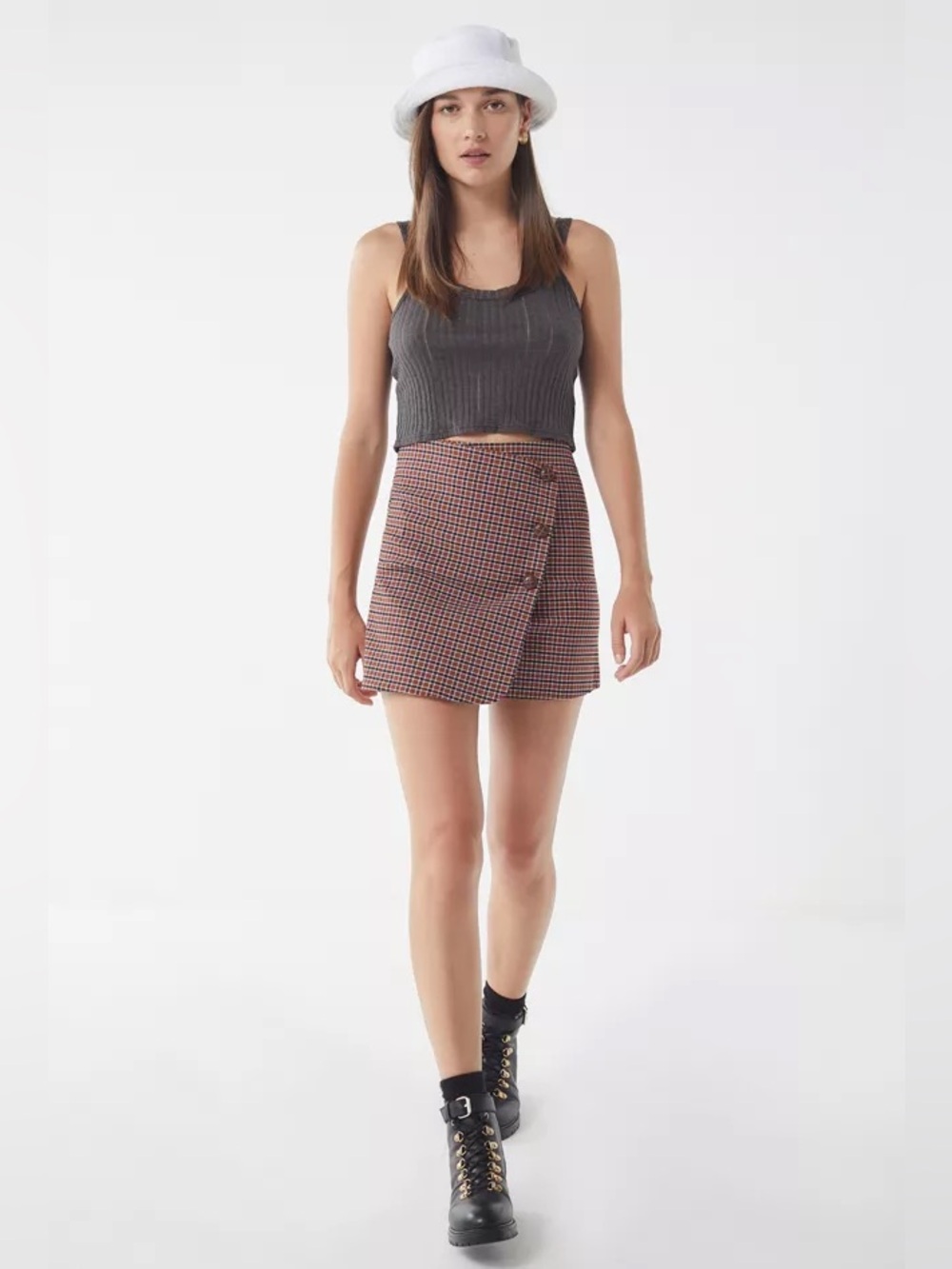 🤎 Urban Outfitters • Brown Plaid Mini Skirt